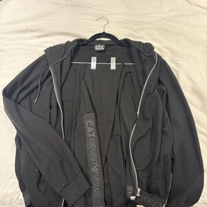 EA7 Black Zip-Up Hoodie and Sweatpants